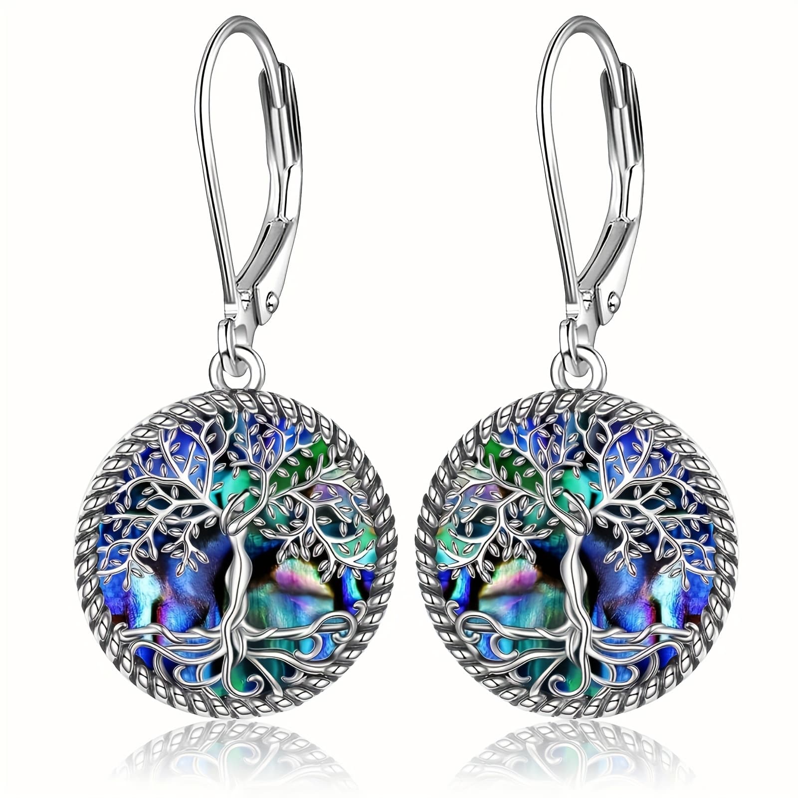 TEMU 925 Sterling Of Life Earrings, Sterling Silver Abalone Shell Tree Of Life Pendant Earrings, Ladies Tree Of Life Ornaments, Best Couples Holiday Jewelry, Perfect Christmas Gifts For Women' Parties
