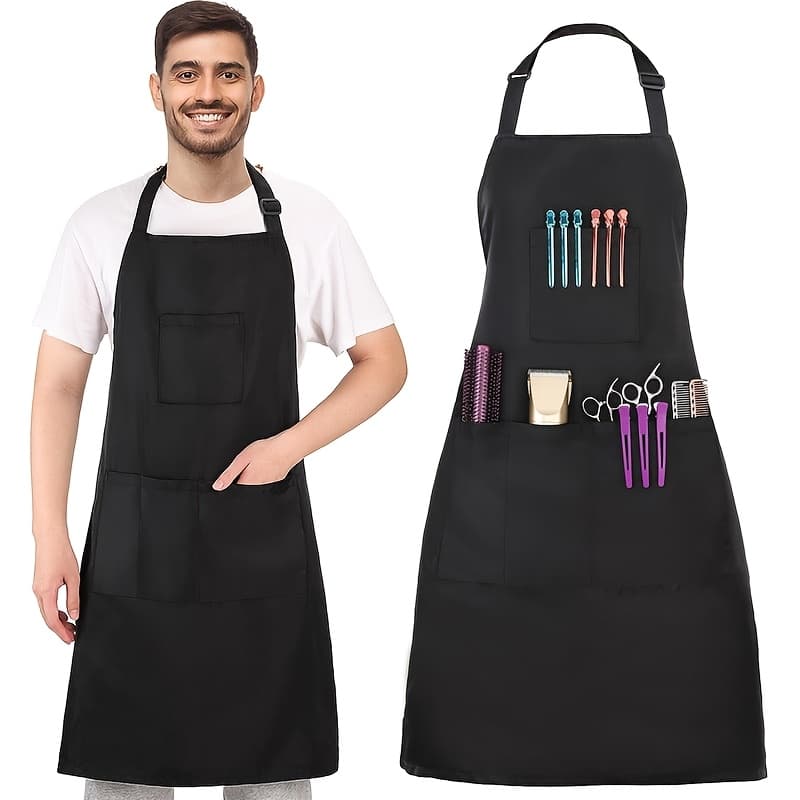 TEMU 4-pocket Hair Stylist Apron - Haircut Cape For Hairdressers