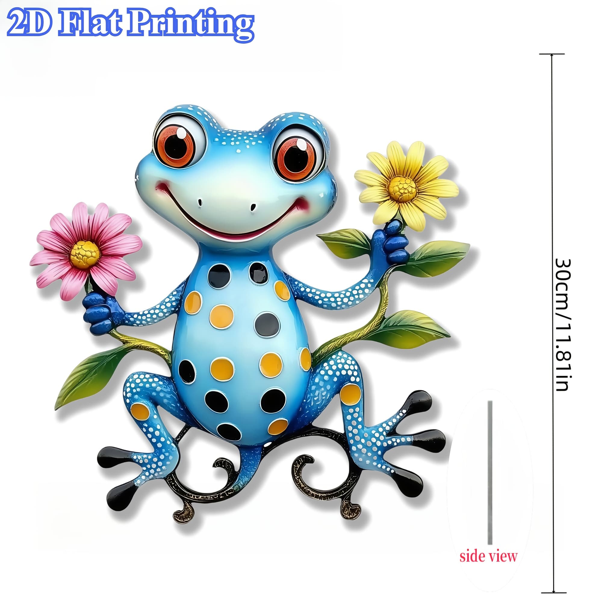 TEMU 2d Flat Printing, 1pc, Bohemian- Cute Blue Broiler Lizard Wall Art Decoration - Courtyard, Outdoor Fence Decoration - The For Outdoor Occasions Such As Festivals, Parties, And Perfect Gifts For