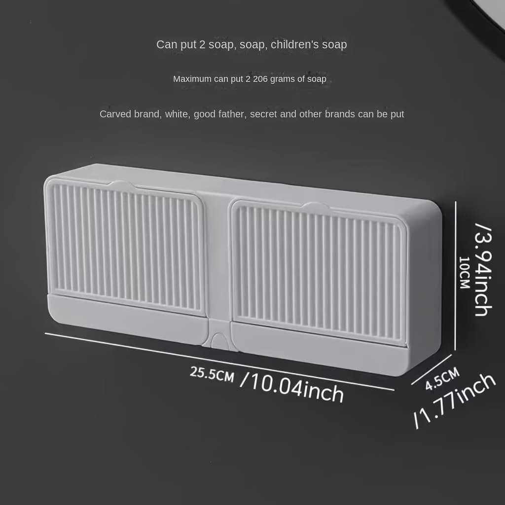 TEMU Soap Dish No-drill Wall-mounted Soap Holder With Lid Drain Soap Foaming Box Dish For Dormitory, Internet Celebrity Large Capacity Multifunctional Soap Storage Rack Removable Easy To -saving