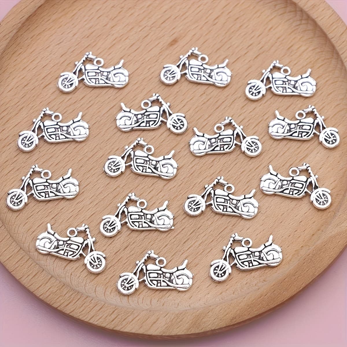TEMU 15pcs Silvery Motorbike Charms Motorcycle Pendants For Jewelry Making Handmade Necklace Earrings Key Chain Additions