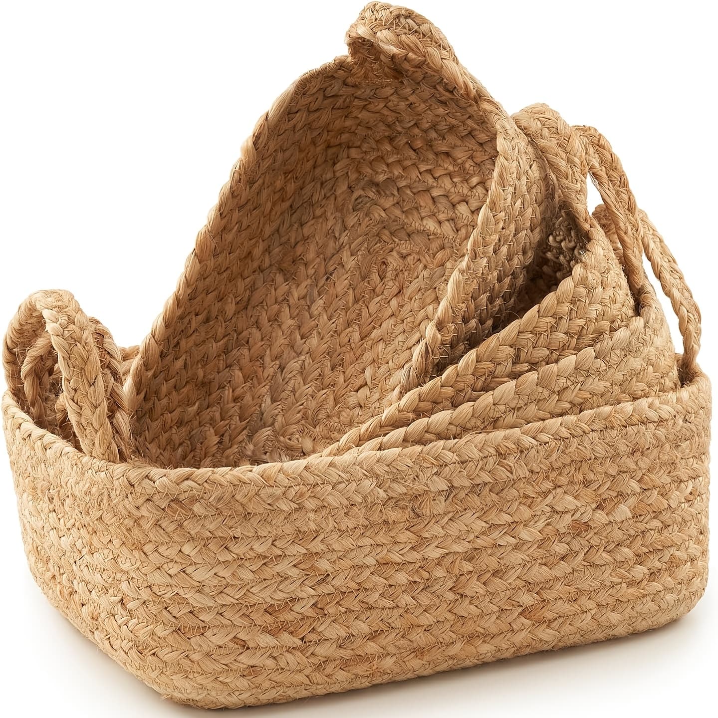 TEMU Set Of 4 Attractive Storage Baskets - Made Jute Rope, Ideal For Shelf Organization In Your Home - Durable Storage Bins That Any Bedroom Style, Shelf Baskets