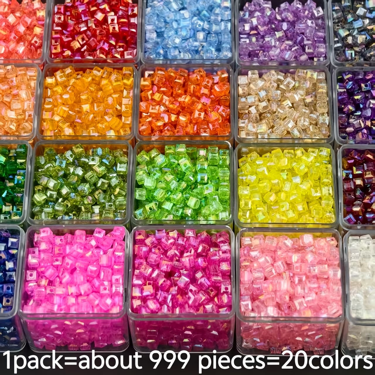 TEMU 999pcs 4mm 20- Acrylic Bead Set For Making, Apparel Accessories, Art Supplies - Christmas Halloween Gift Decorative Beads