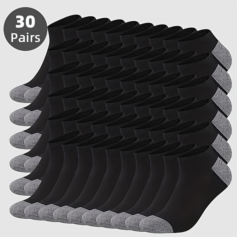 TEMU 30 Pairs Of Men's Breathable Invisible Socks - Stylish Contrasting Colors, For Men's And Women's Socks And Summer