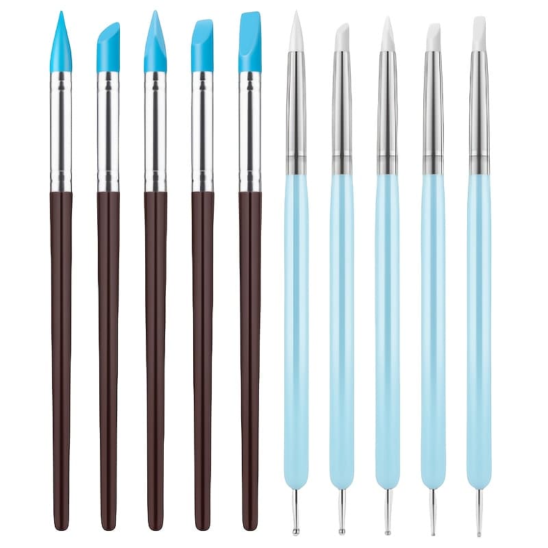 TEMU Set Of 10 Silicone Tools For Sculpting, Dotting, And Pottery Crafts, Ideal For Projects, Including A Silicone Brush For Sculpture And Nail Art