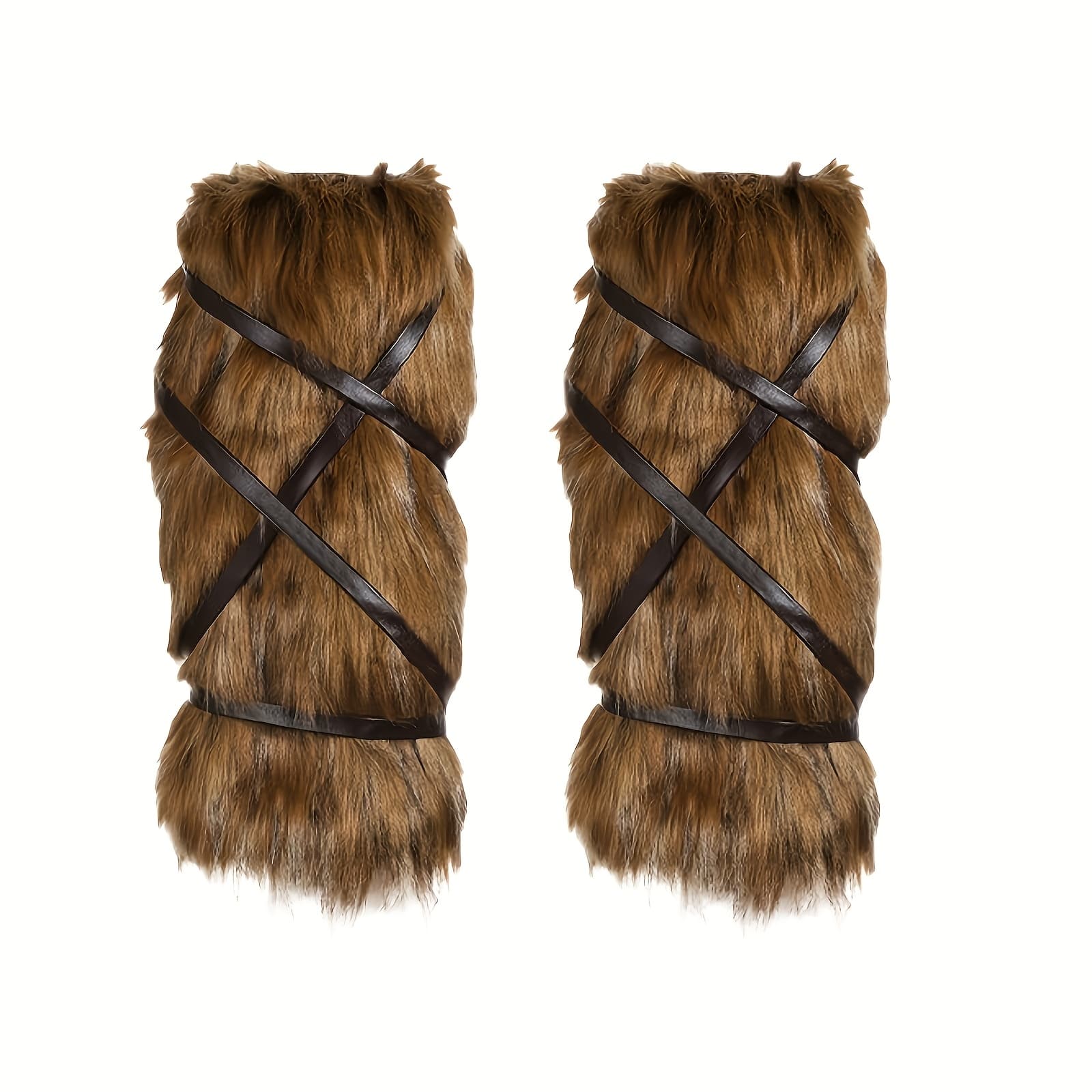 TEMU 1 Set Style Fur Wrap Around Leg Warmers, Women's Cosplay Renaissance Stage Costume Accessories, Autumn Winter Themed Boot Covers, Polyester Fiber, Non-washable, Theme