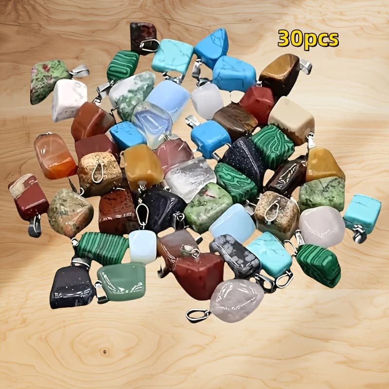 TEMU 30pcs Natural Pendants, Irregular Random Agate Pendants, For Jewelry Making Necklace Bracelet Additions Supplies