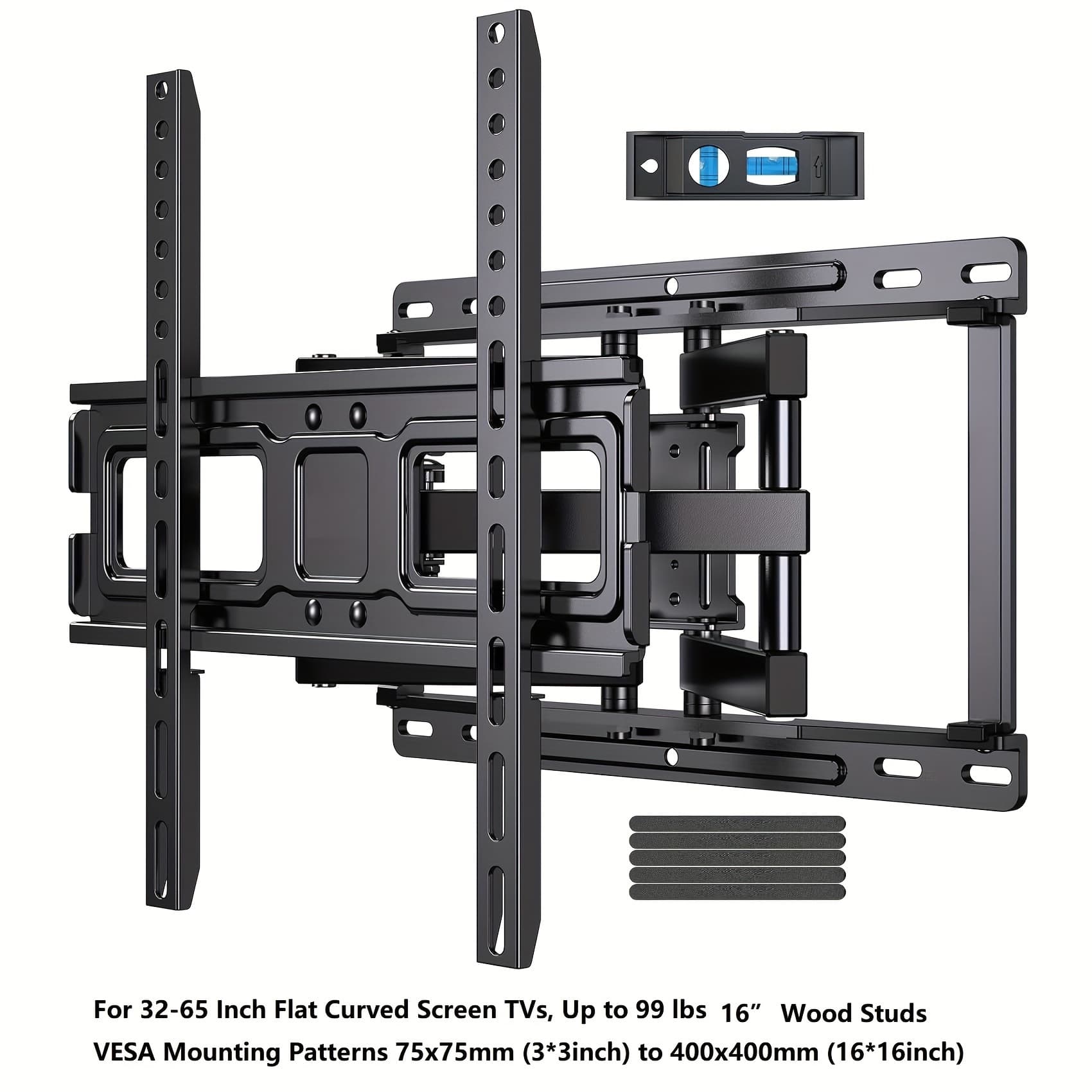 TEMU Tv Wall Mount | Articulating , Swivel, Tilt, And Rotation For Most 37-75 Inch Oled, Lcd, Led Flat And Curved Tvs, Max Vesa 600x400mm, Extends To 24-inch Wood Studs, Supports Up To 132 Lbs