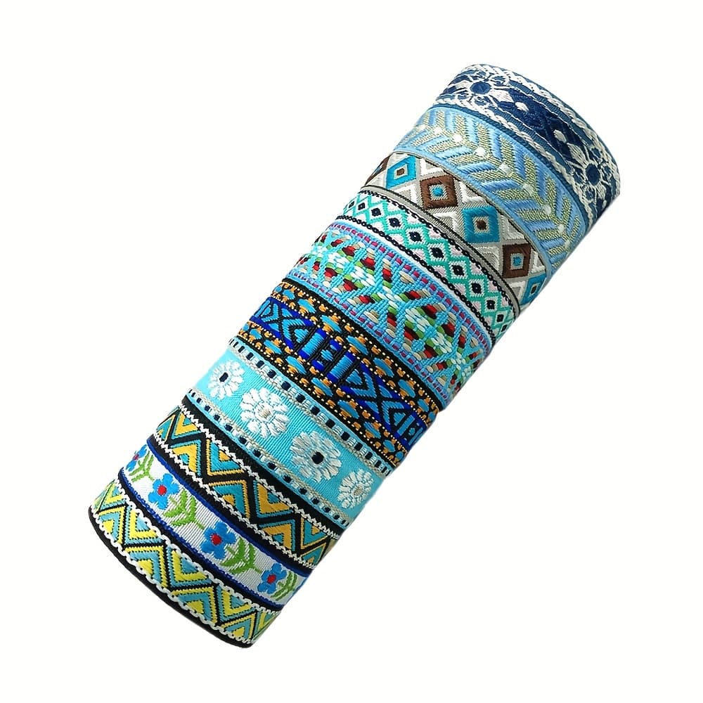 TEMU 10pcs Set Artistic Vintage Handmade Men's Braided Bracelets, Nepalese Bohemian Artistic Style Multicolor Striped Rhombus Printed Fabric Women's Cord Bracelets Accessories