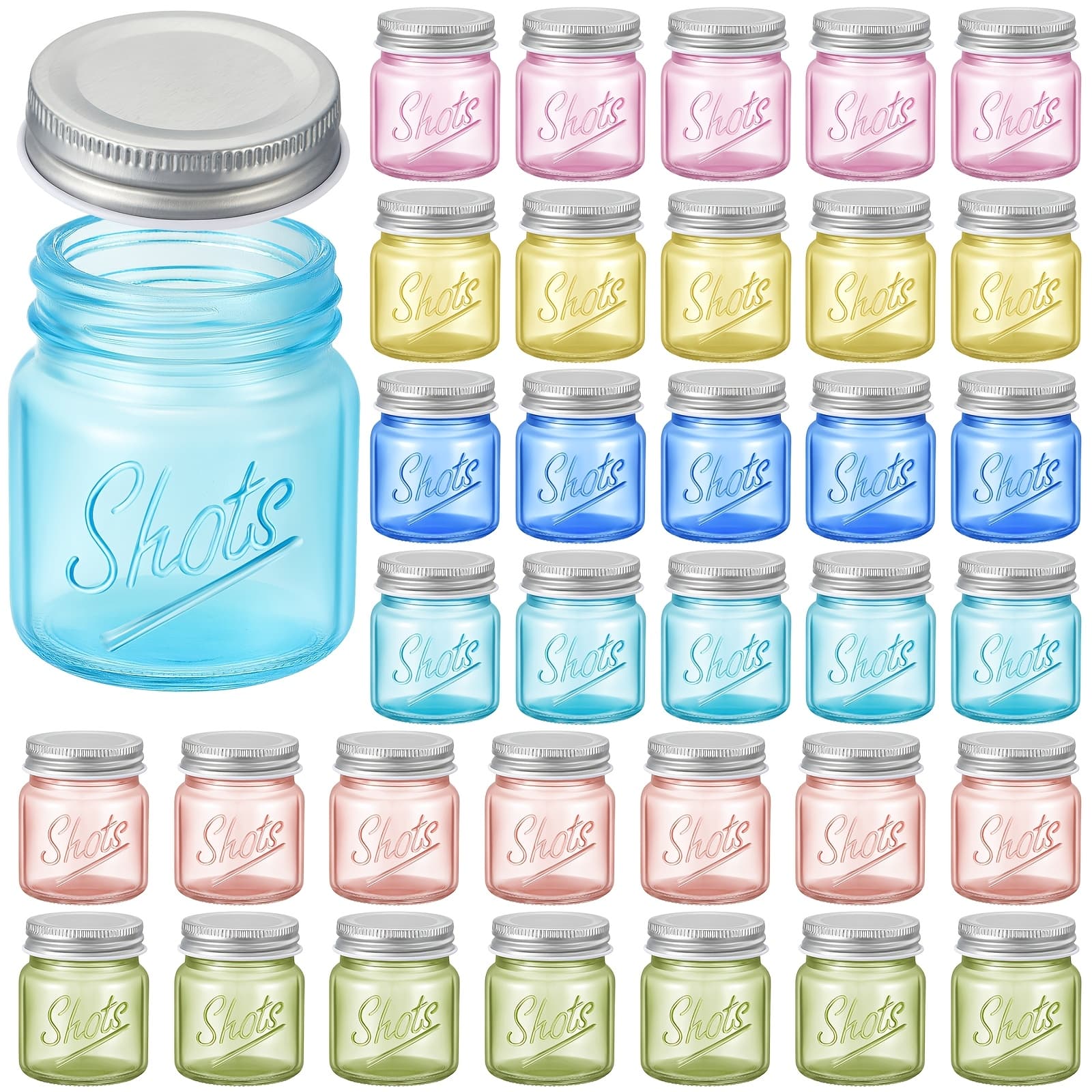 TEMU 36 Pcs Mini Mason Jar Shot Glasses With Lids 2 Oz Dishwasher Safe Mason Shooter Glass For Wedding Party Favors Home Bar Drinks Favors Desserts Halloween Gift, Christmas Gift()