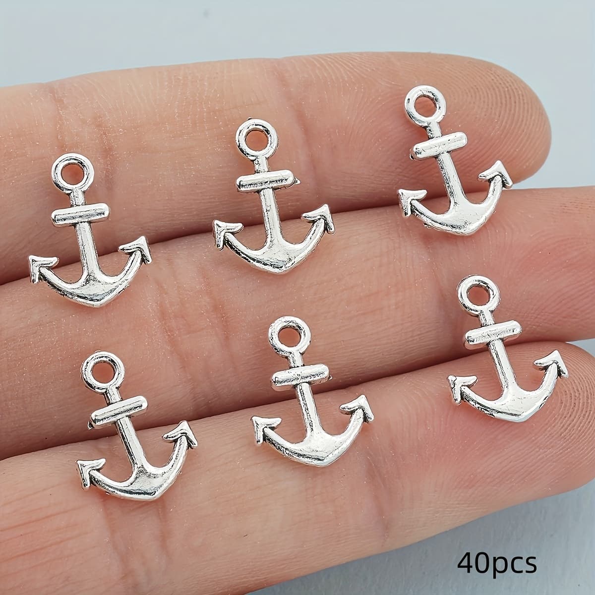 TEMU 40pcs Vintage Anchor Pendant Alloy Findings Suitable For Handmade Necklaces, Earrings, Bracelets, Bag Charms, And Hair Accessories Making Materials