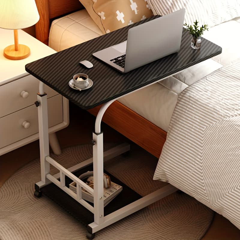 TEMU Adjustable Height Standing Desk With Rolling Metal Frame - Sturdy Computer Desk For Home Office, , Study Area, Dormitory - Spacious Surface & Convenient Storage Shelf