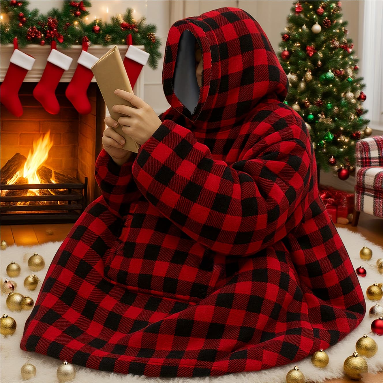 TEMU Cozy Oversized Hoodie Blanket, Ultra Soft Fleece, Reversible Wearable Sweatshirt Snuggle With Kangaroo Pocket, Machine Washable, Christmas Present, Casual Tv Blanket, Perfect For Fall/winter