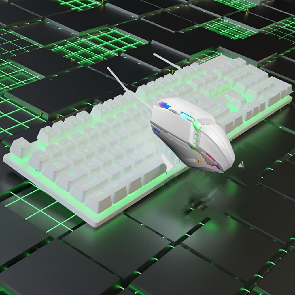 TEMU Rgb Wired Keyboard And Mouse Combo Compatible For 10, - Rgb Backlit Mechanical -size 104-key Computer Desk Setup With Layout &, Suitable For Gaming, Office, For And For Work, Durable For Desktops
