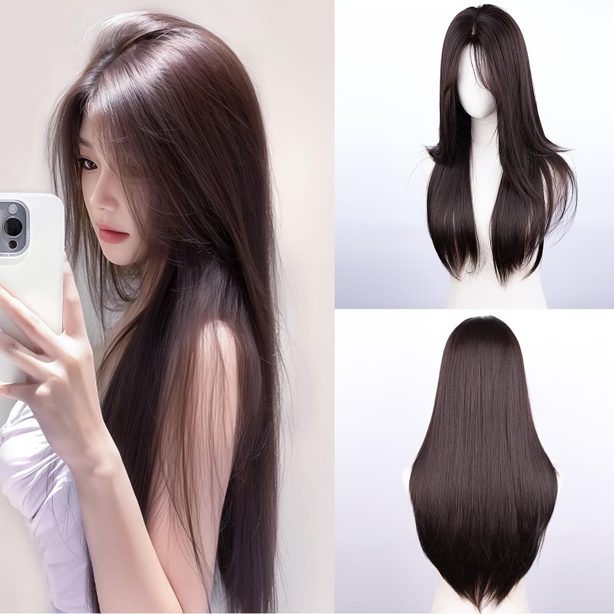 TEMU 28 Inch/70cm Women Special Long Straight Synthetic Wigs For Women Synthetic Hair Wig For Daily Party Use