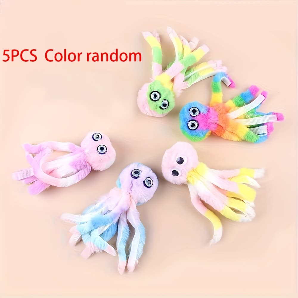 TEMU Cute Octopus Stuffed Toy For Cats - Chew And Kick Play, Replacement Heads For Teaser Wands, In Colors For Indoor , Without Battery