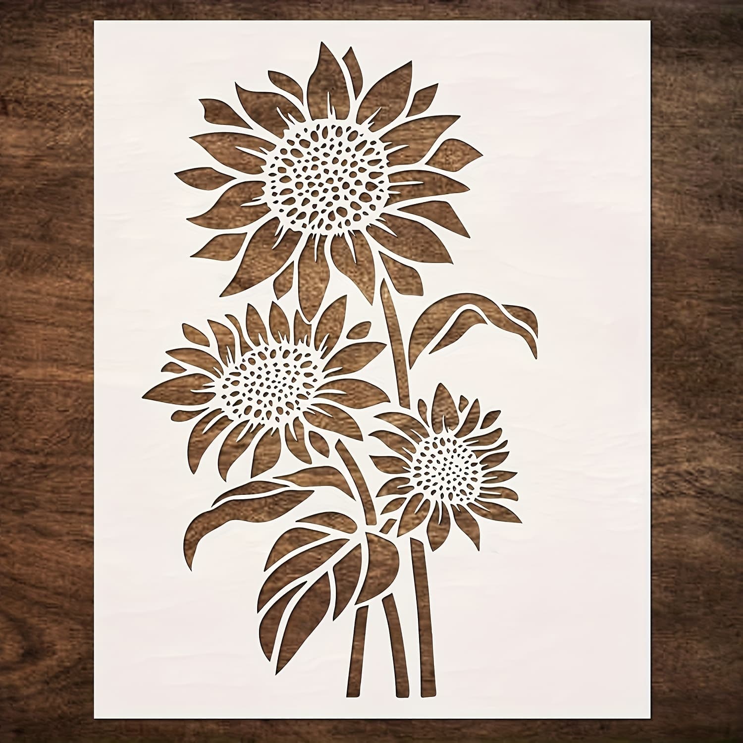 TEMU 15-inch Reusable Sunflower Wall Stencil For Diy Painting - Plastic Template For Home Decor, Wood, Furniture, Fabric & Airbrushing, Decor | Artistic Stencil | Reusable Stencil