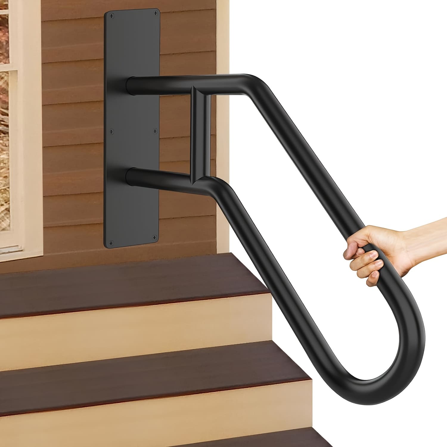 TEMU Single Piece Stainless Steel Handrail For Stairs, Ideal For Outdoor Use, U-shaped Safety Railing For Bathrooms, For The Elderly, Children, And Expectant Mothers