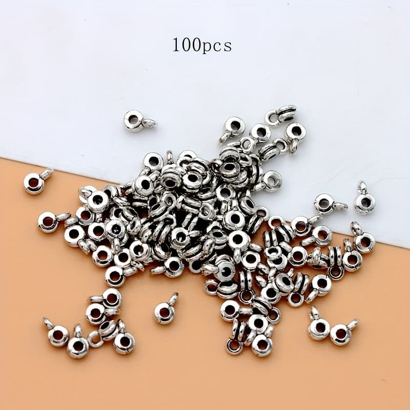 TEMU 100pcs Ancient Silvery Flower Spacer Bead Connector Alloy Ancient Silvery Flower Spacer Bead Tibetan Silvery Charm Making Bracelet Diy Necklace Flower Charms Handmade