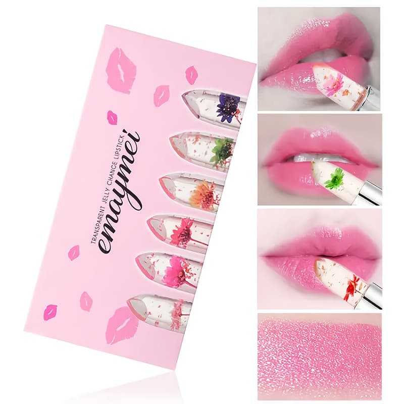 TEMU A 6pcs Transparent Petal Lipstick Set, Which Can Lips For A Long Time And Prevent . A Necessary Cosmetics In Autumn And Winter And A Perfect Gift For Day