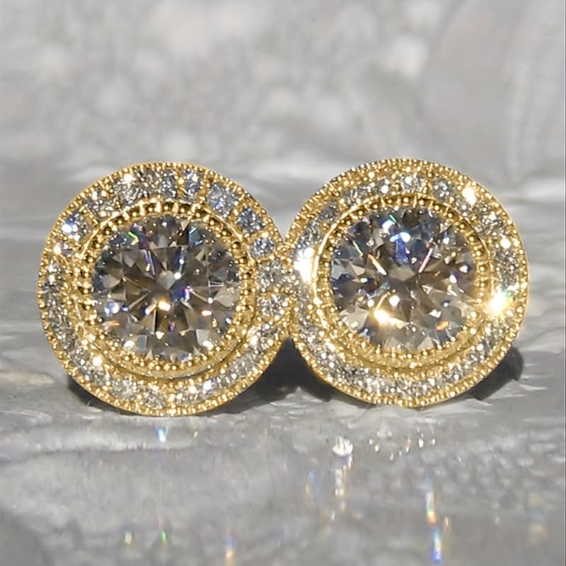 TEMU Elegant Easy Bling Bling Zirconia Round Stud Earrings Women's Casual Wear Jewelry