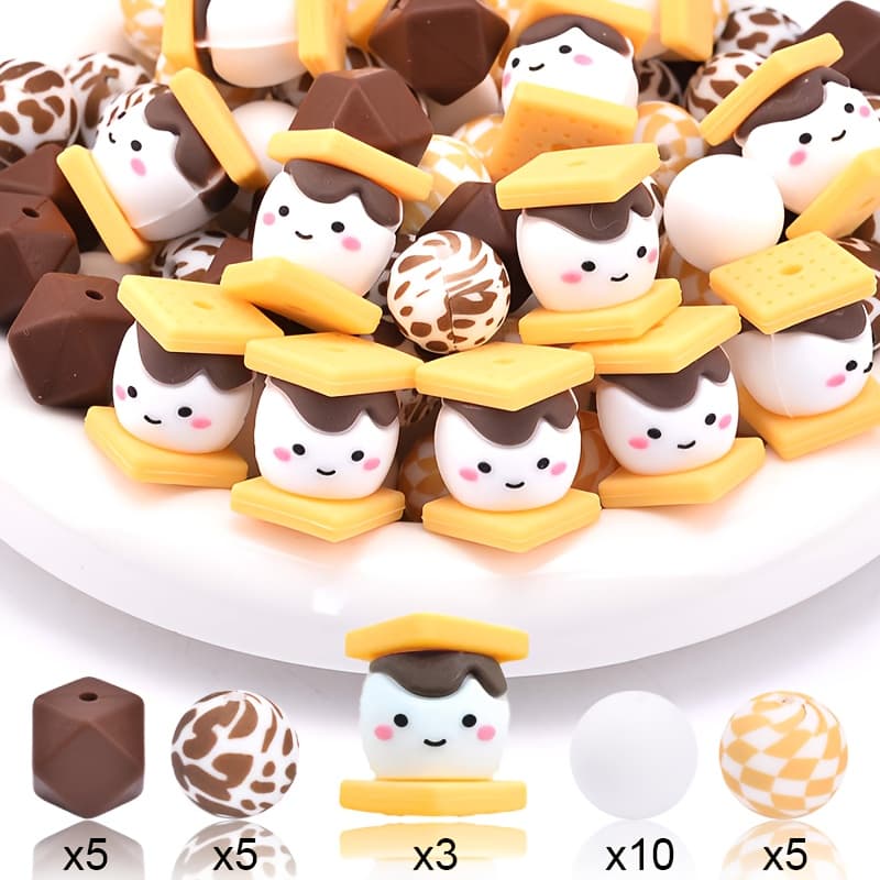 TEMU 28pcs Cute 3d Sandwich Bread Set | Crochet Needles Making Handcraft Necklaces Bracelets Name Tags Lanyards Durable Assorted Bulk Beads Handmade Crafts Gift Making Additions