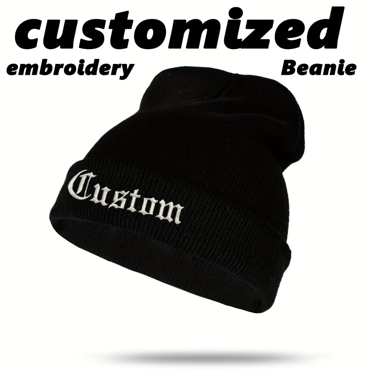 TEMU 1 Beanie Hat, Personalized Embroidered Text Beanie, Winter Beanie