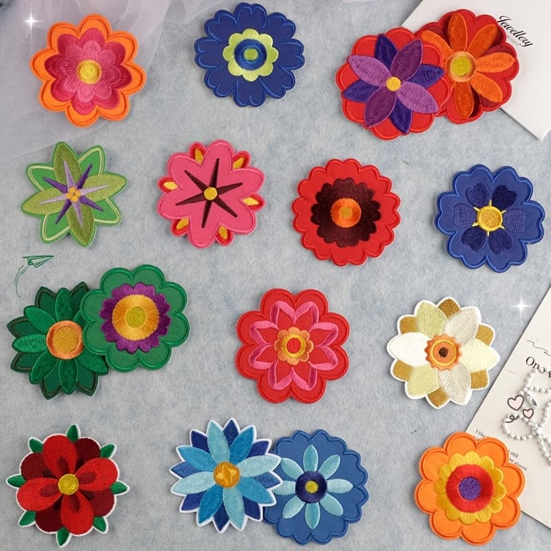 TEMU 16pcs Colorful Flower Embroidery Patches, Iron-on/sew-on Diy Stickers For Clothes, Backpack, Hat, Bedding Decoration