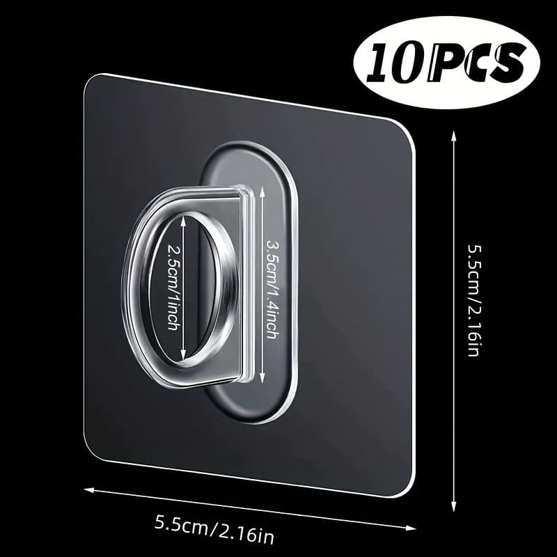 TEMU 6/10/20pcs Clear Strong Adhesive Hooks - Versatile Wall Mount For Curtain Rods & Lotion Dispensers - Durable, Space-saving, , Stylish Design, Utility Hooks