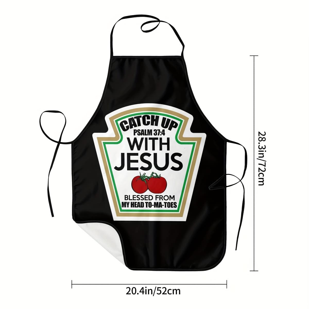 TEMU Funny Jesus Tomato Sauce Logo Apron - Durable Polyester, Perfect For Cooking & Gardening, Ideal Christmas Gift