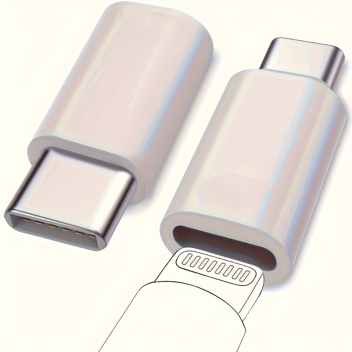 TEMU 4 Premium Alloy Adapters, Lightning To Type-c Converter, Reliable And Fast Charging Along With Data Transfer, White Usb-c Plug Compatible With Smartphones And Tablets