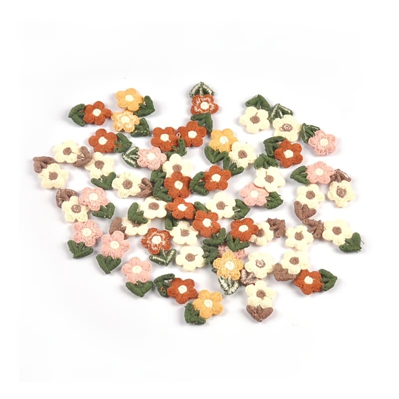 TEMU 20pcs 1.4*2.2cm Multicolor Flower Lace Fabric Patches Without Backing Diy Craft Supplies Suitable For Bags, Clothing, Hair Clips, And Sewing Accessories