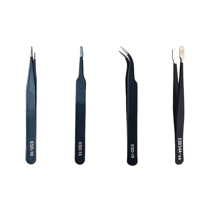 TEMU Premium Anti-static Tweezers Set - Ultra-precise, Industrial-grade Tools For Home Repairs, Model Making, And Electronics. Durable, -resistant, With