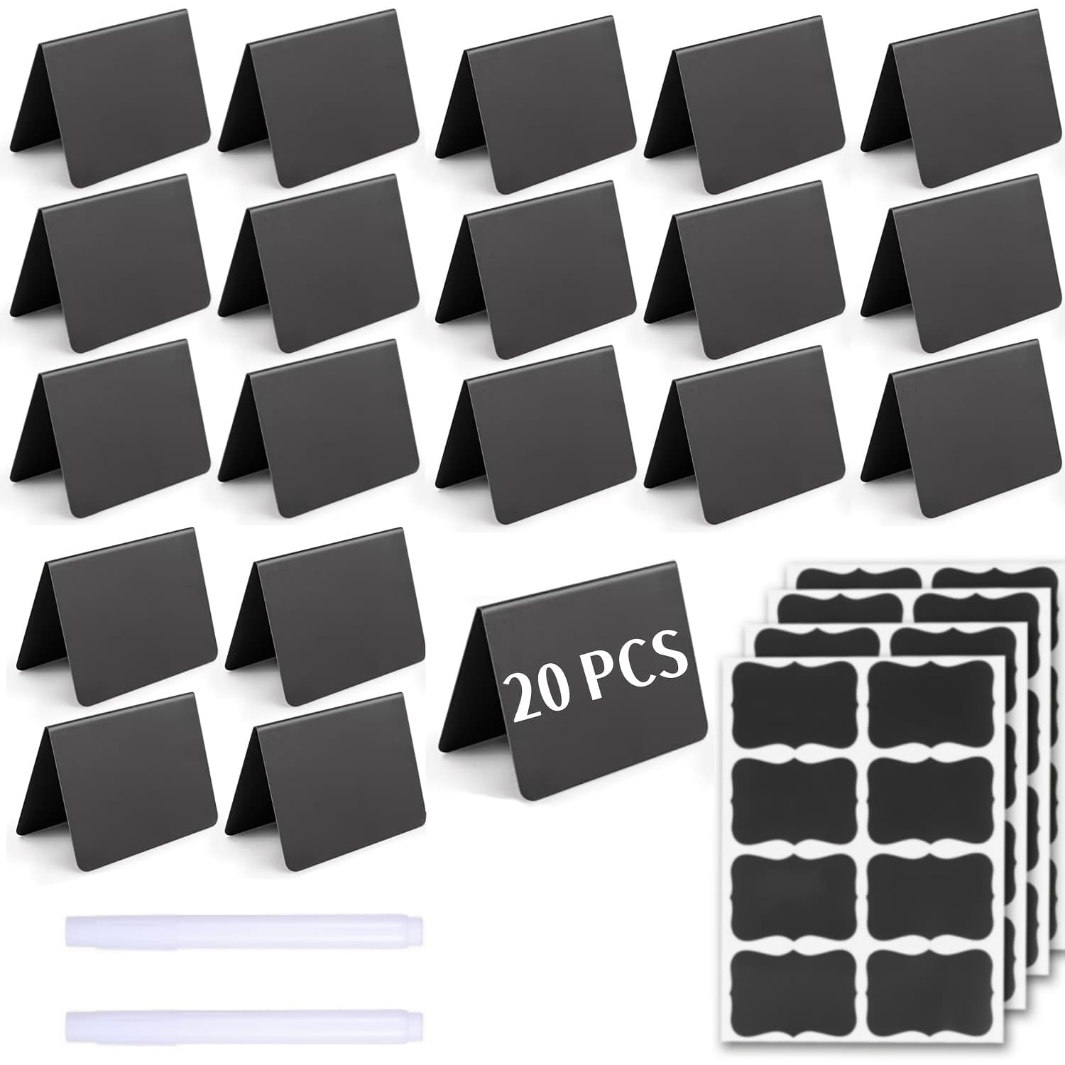 TEMU 20pcs 4"x 3" Mini Chalkboard Signs Small Chalkboard Signs For Food Labels, Wedding , Tabletop Chalkboard Signs, Mini Blackboard Signs With 2 Liquid Chalk Markers And 32 Label Stickers