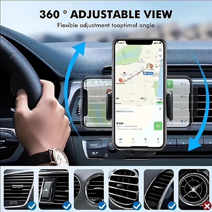 TEMU Air Outlet Car Mobile Phone Holder - Universal Mount For , Navigation, And Safe