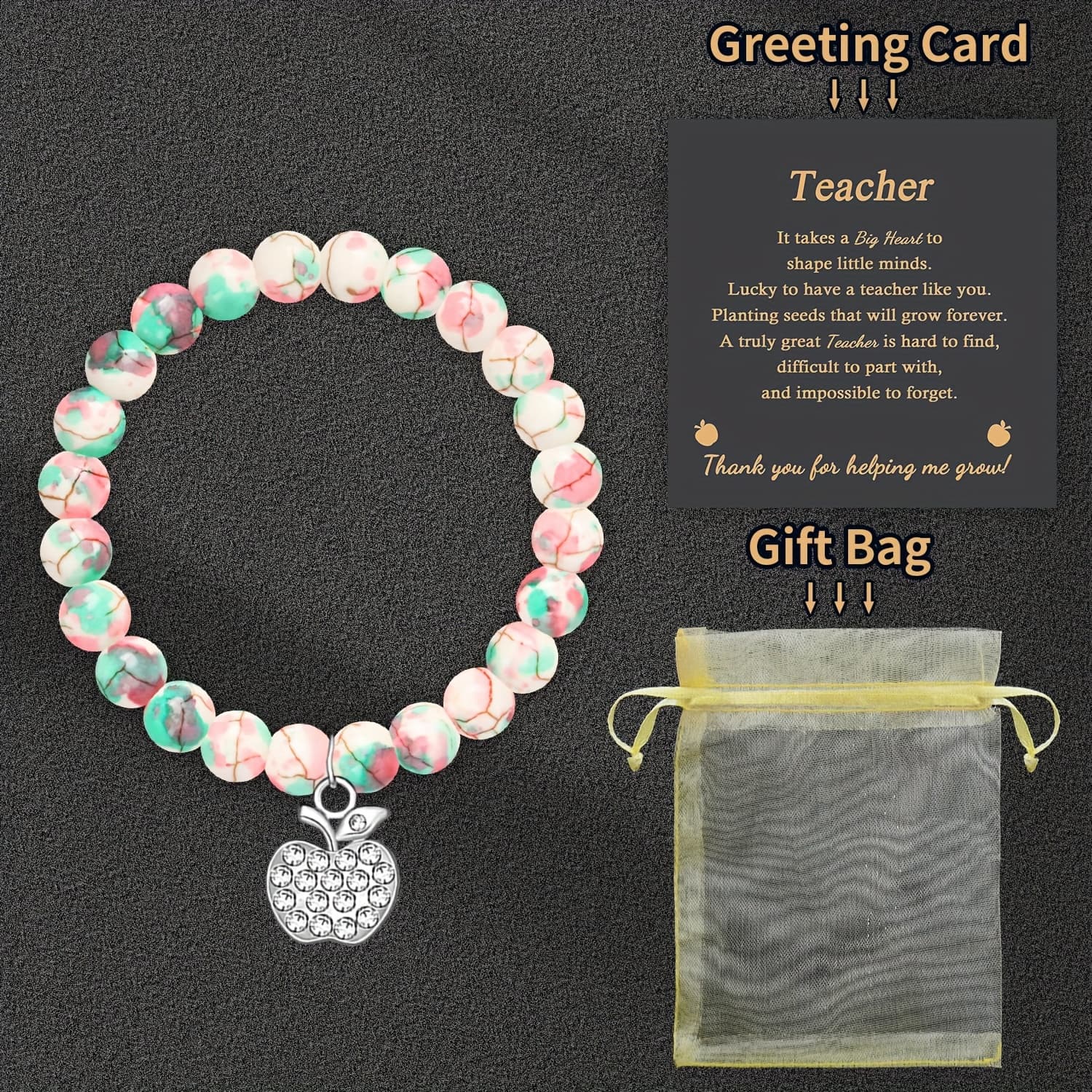 TEMU 1pc Valentine's Day, Easter Gifts Bracelets For Teacher, Thanks You Teacher Gift, Graduation Present Gift For Teachers, Back To School Gifts, Daily Wear