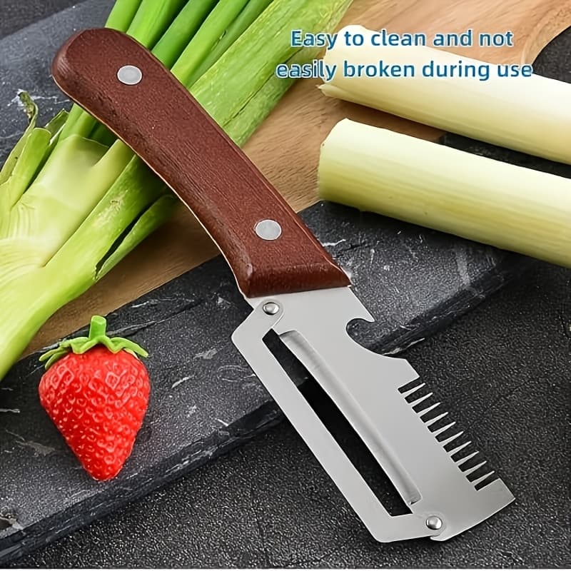TEMU Heavy Duty Stainless Steel Vegetable Peeler & Slicer With Cutter - Kitchen Tool With Straight Edge, Ergonomic Non-slip Handle