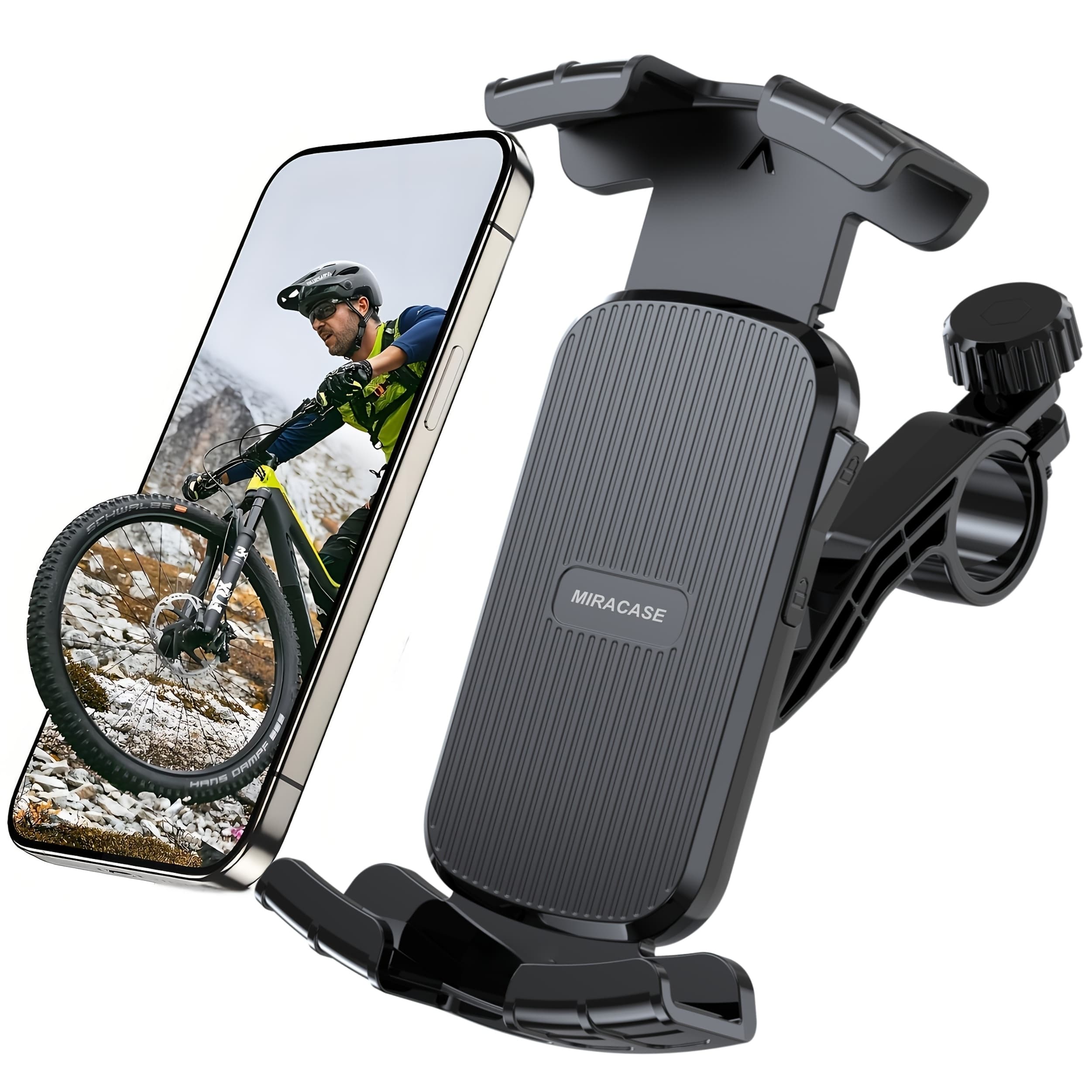 TEMU Miracase Bike Phone Holder, Anti Shake Bicycle Phone Mount, Handlebar Clamp Cell Phone Holder For Bike, Scooter Motorcycle Phone Mount 4.7-7 Smartphones