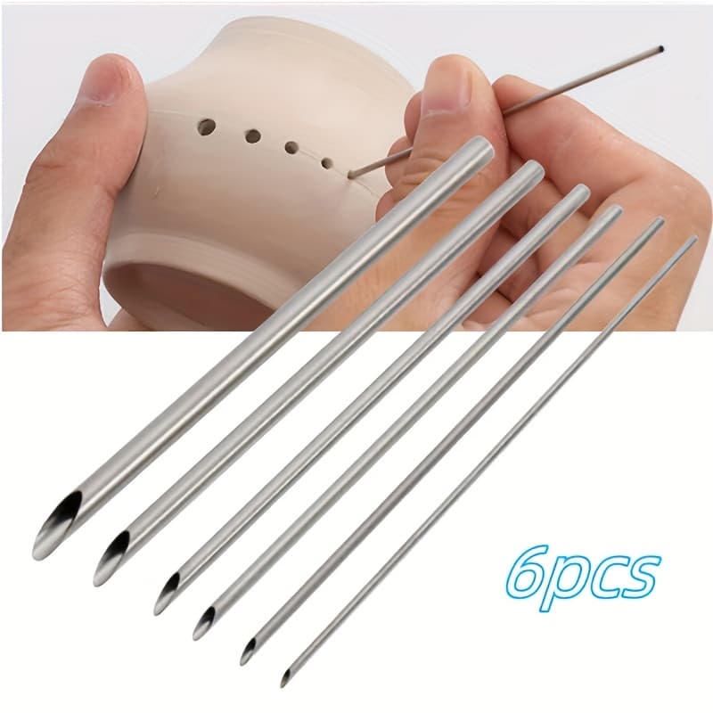 TEMU Set Of 6 Stainless Steel Pottery And Polymer Clay Carving Tools - Designed For Precise Carving In Ceramics And Crafts, Tools