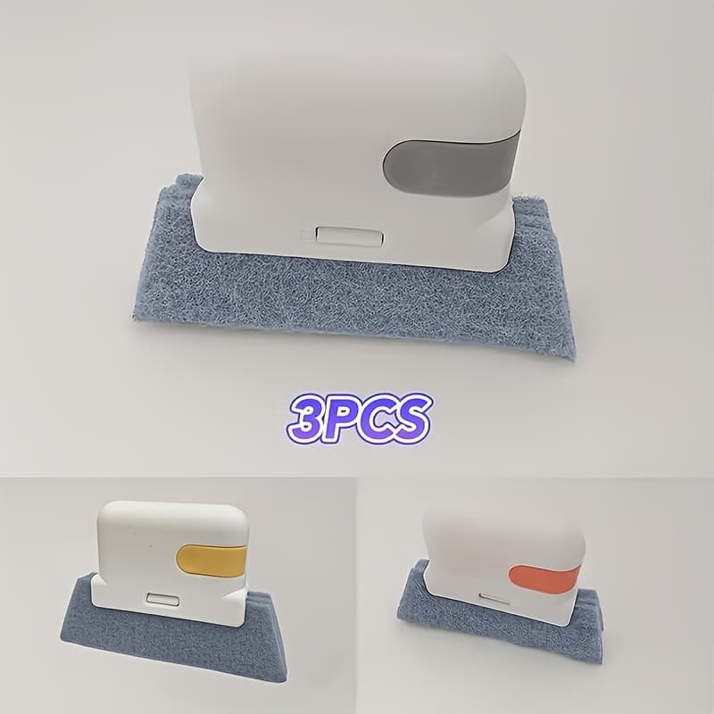 TEMU 3pcs Track Cleaning Brush - No Power Needed, Durable Pp Bristles For Tight & Frames, Effortless Cleaning In Bedroom, Kitchen, Bathroom, | Polypropylene Construction