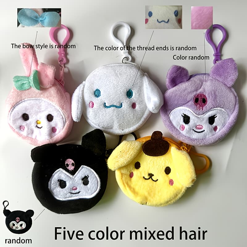 TEMU 5pcs Hello Kitty Kuromi Ladies' Coin Purses, Round Small Purses, , Exquisite In , Suitable For Storing Cosmetics, Change, Etc. , For Day And Day