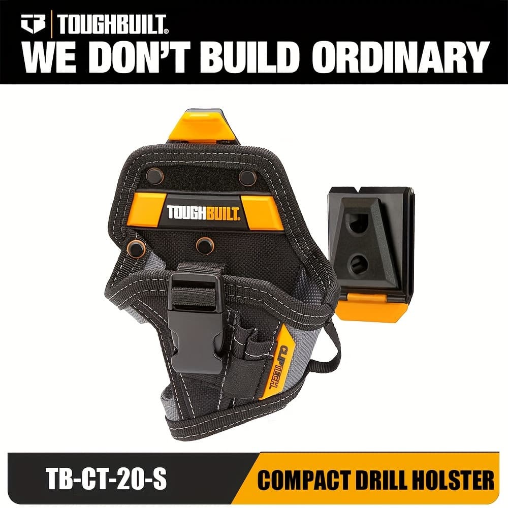 TEMU Tb-ct-20-s Compact Drill Holster In Black With , Drill-bit Pockets And Rivet-reinforced Construction