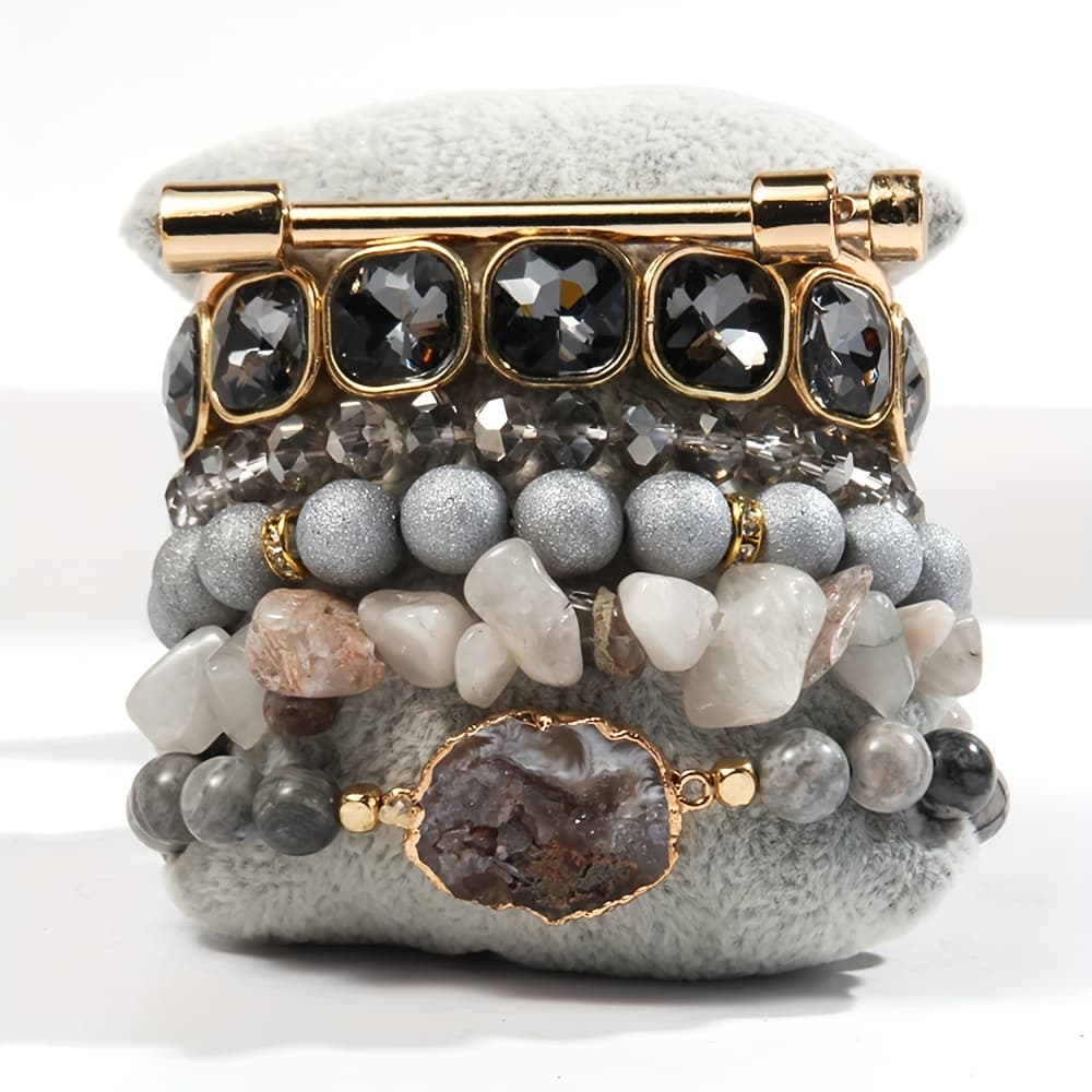 TEMU 6pcs Stone Bracelet Set, Bracelets, Suitable For Women , Jewelry For Women