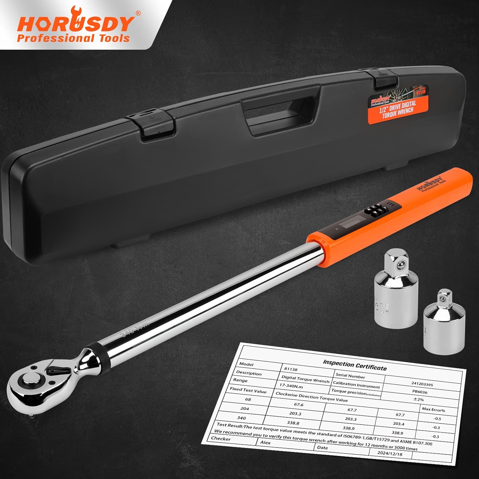 TEMU 3/8''or 1/2'' Digital Torque Wrench Set Electronic Torque Wrench Set 25-250 Ft-lb/17-340 N.m & 4.4-44.3ft-lb/3-60n.m Led Indicator For Automotive, Motorcycle, Bicycle,