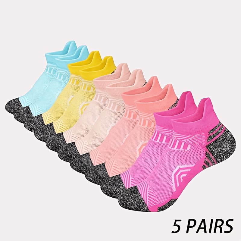 TEMU 5 Pairs Women's Compression Ankle Socks, Arch Support Low Cut Athletic Socks, Moisture Wicking Breathable Socks For All , Unisex For Fitness Running Daily Wear, Pack