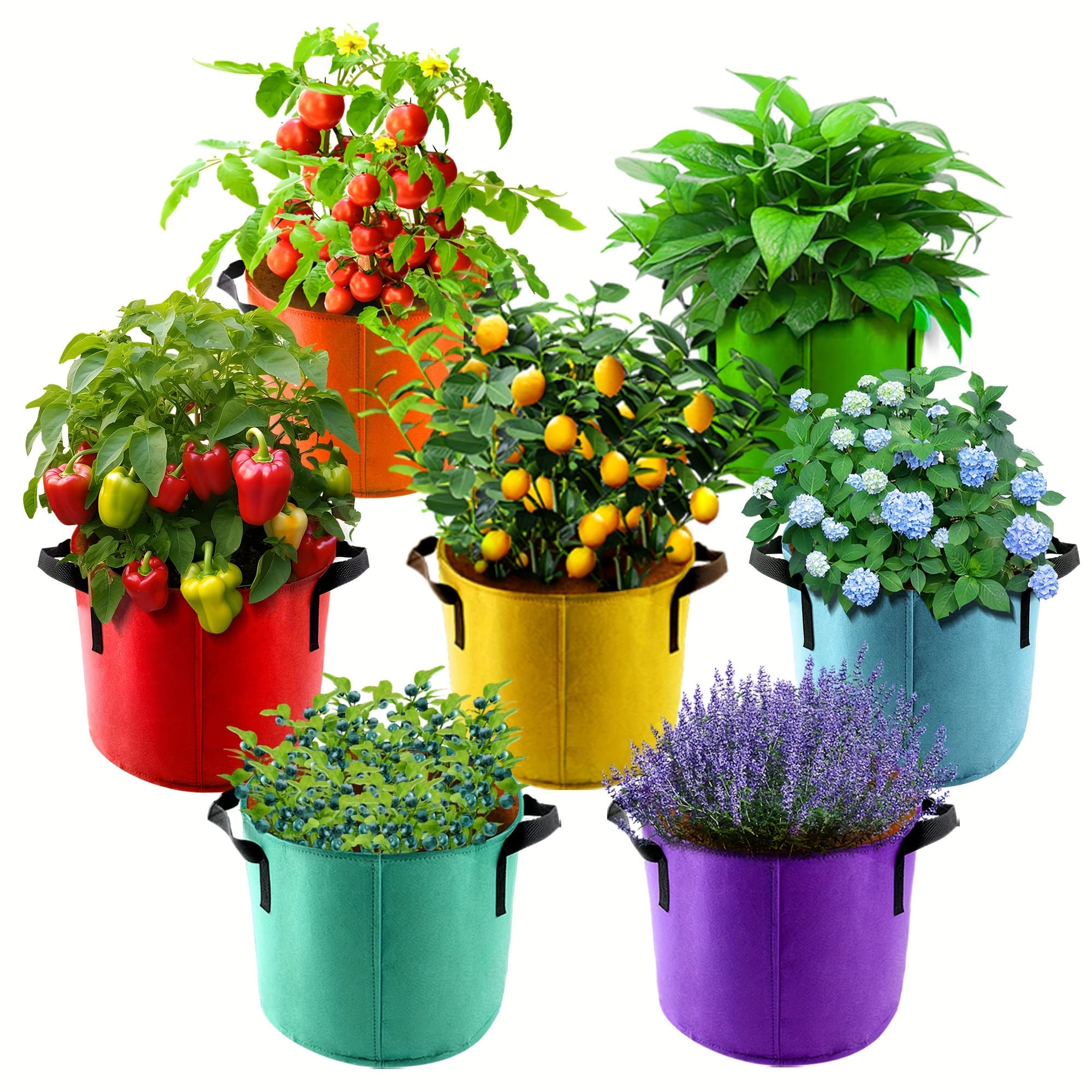 TEMU Set Of 7 Colorful Fabric Pots For Gardening, Each With A 5-gallon Capacity And Handles For Easy Handling