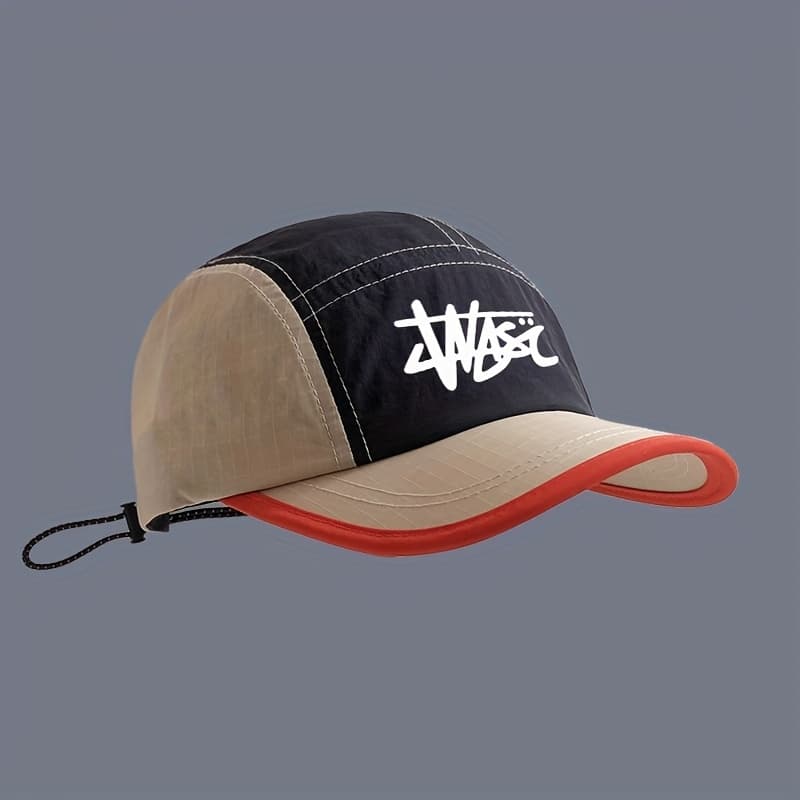 TEMU Men's Short Brim Color-block Summer Lightweight Quick-dry Five-panel Baseball For Outdoor Running And Sports