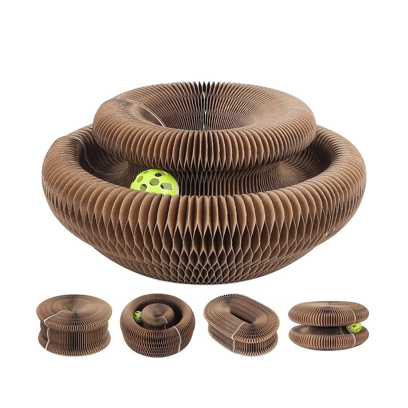 TEMU Magic Organ Scratch Board, Durable Indoor Interactive Pet Toy- Circular Ball Organ Scratch Board- Interactive Toy Cardboard Scratch Board