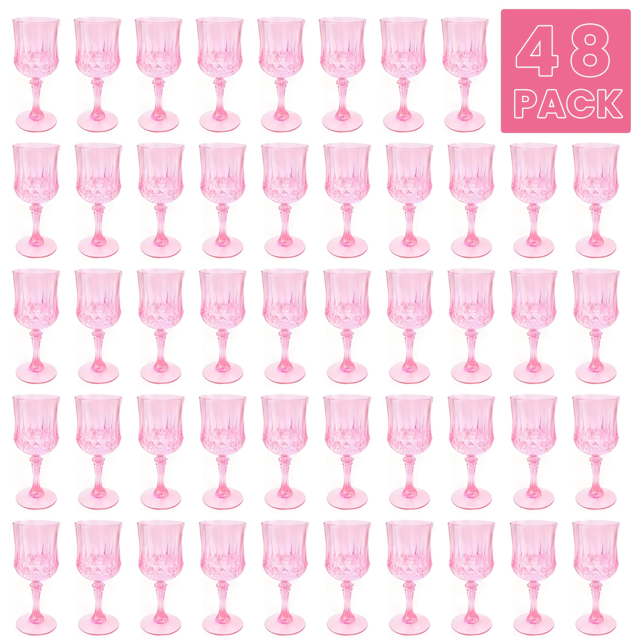 TEMU 48pcs Pink Plastic Party Cups - Reusable, For Weddings, Bridal Showers, Bachelorette Parties, For Halloween & Christmas - Pack Of 48 Cups For , Cocktails, Wine (hand Wash Only)
