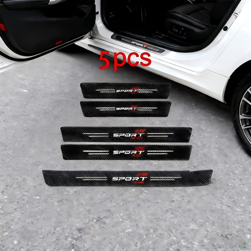 TEMU 5pcs Sport Sticker Car Door Sill Protector - Waterproof, Anti-scratch Pvc Strips, Door Sill Decorative Strips, Enhance The Interior Texture, Anti-scratch And Durable, Suitable For All Car Models